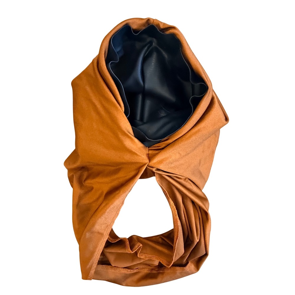 Copper Metallic Waterproof Swim Turbine Cap Hair Protector Hood Rust Spandex